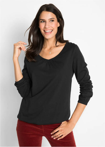T-shirt met lange mouwen - katoen