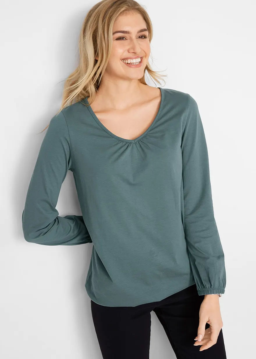 T-shirt met lange mouwen - katoen