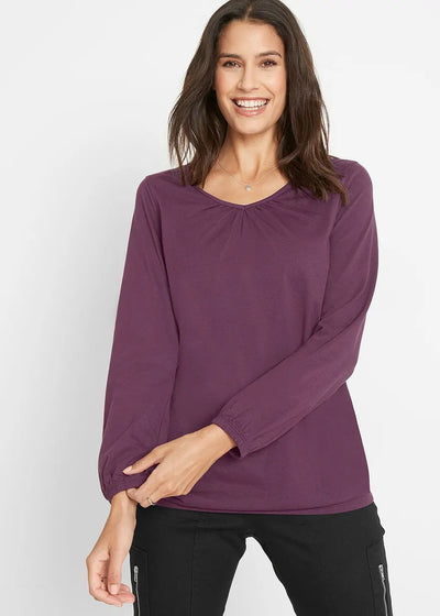 T-shirt met lange mouwen - katoen